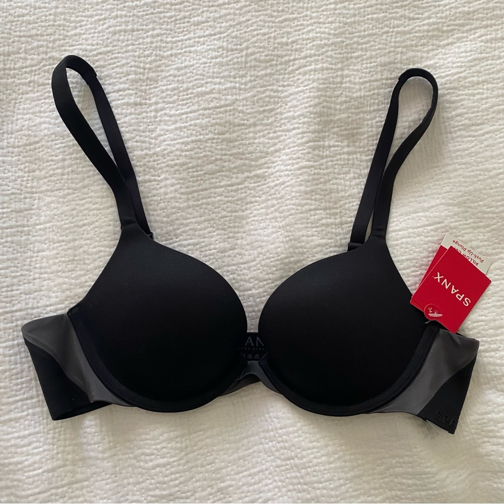 NWT Spanx Pillow Cup Push-Up Plunge Bra 34A Black